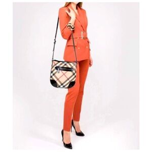 Burberry Metallic Beige Supernova Check PVC Patent Leather Dryden Crossbody Bag